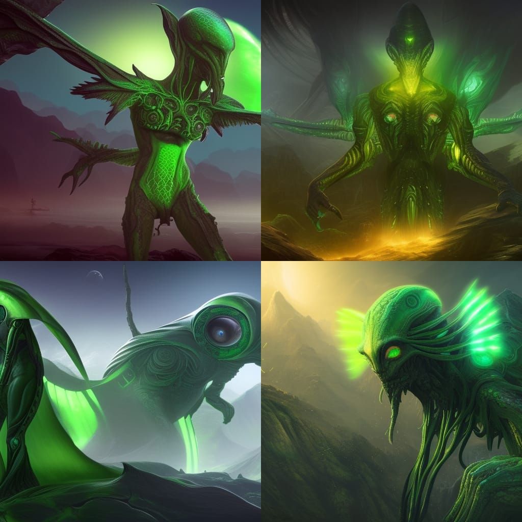 Detailed Fantasy Art of Alien-Human Hybrid