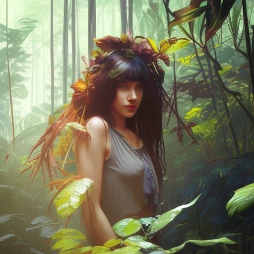 Jungle Couple Portrait in Digital Art Style