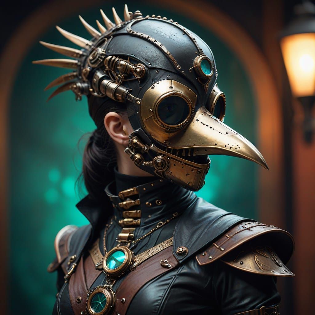 Steampunk Plague Doctor with Intricate Details
