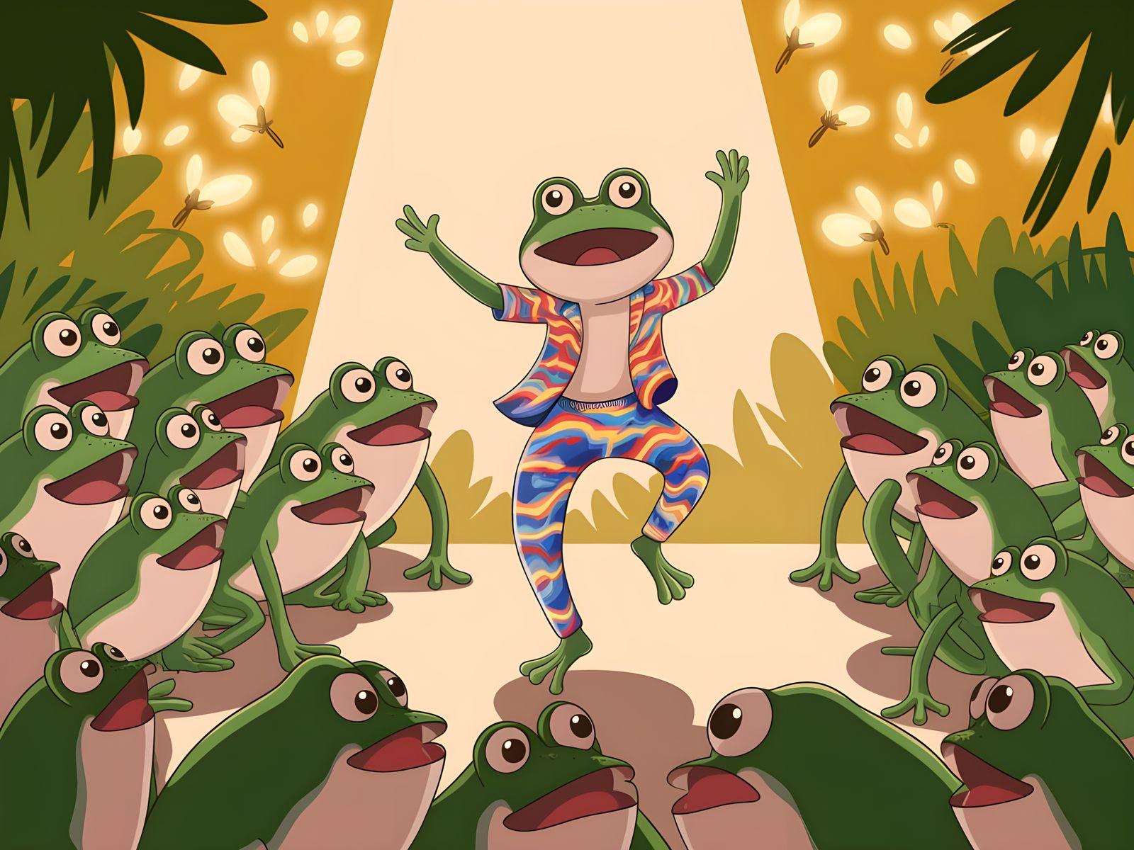 Frogs Watch Energetic Hip-Hop Dance Performance
