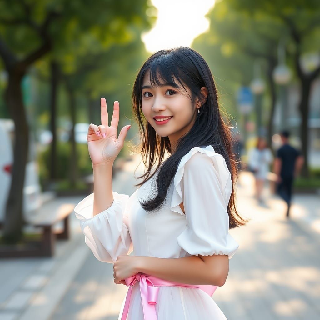 Korean Girl in White Dress: Fashion Photography