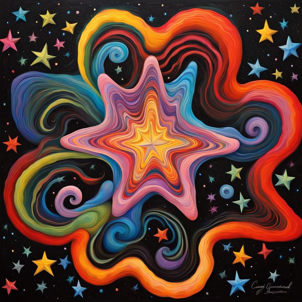 Newborn Star in Impasto Style with Electromagnetic Coils