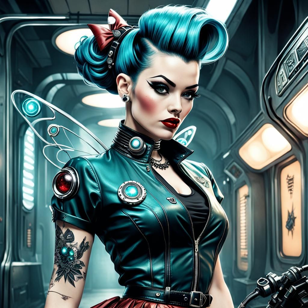 Rockabilly Fairy in Vintage Sci-Fi Style