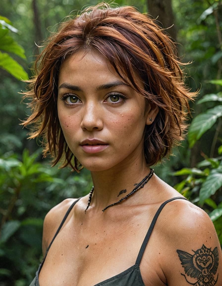 Fierce Jungle Explorer in Art Nouveau Style