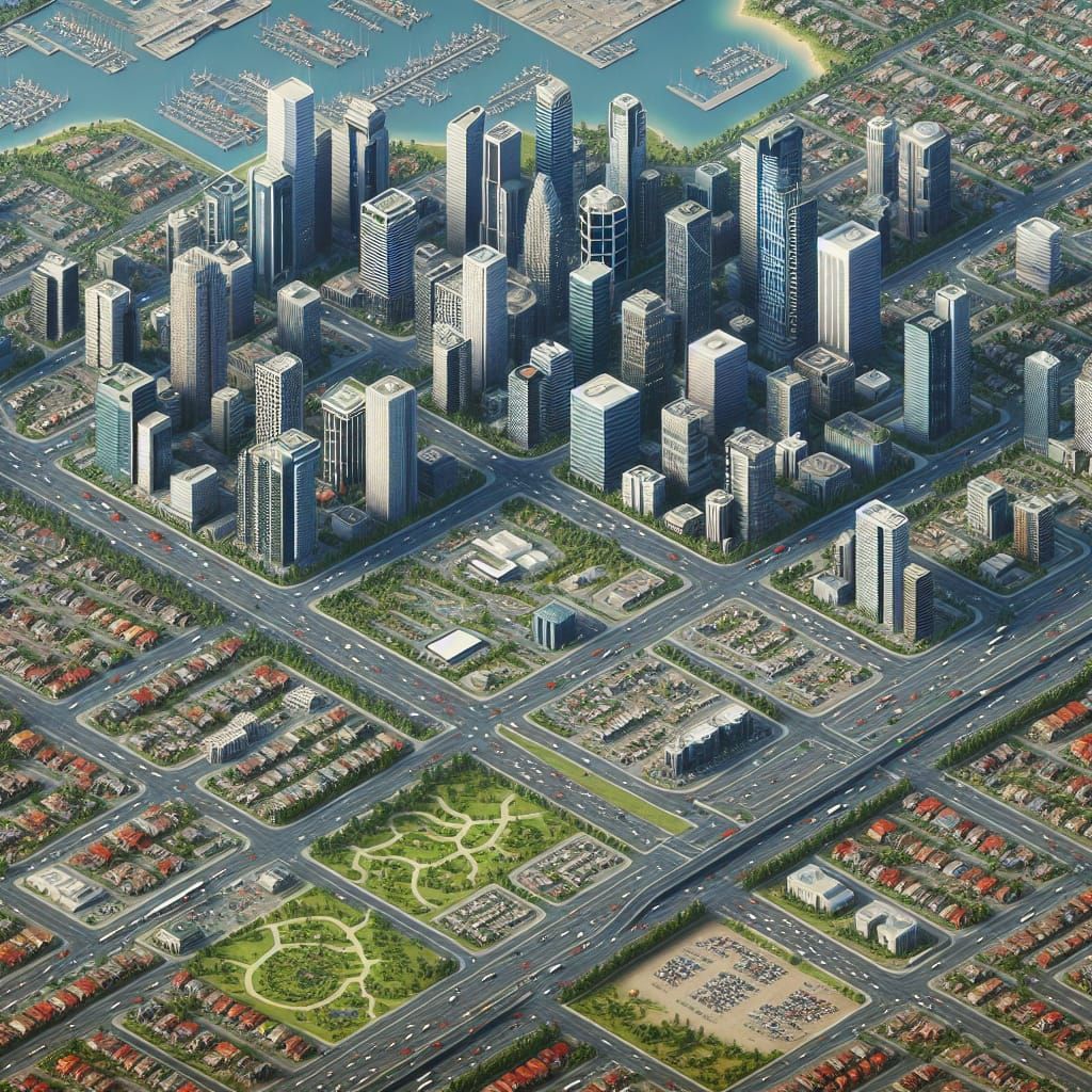 Overhead View of a Dense Urban Cityscape