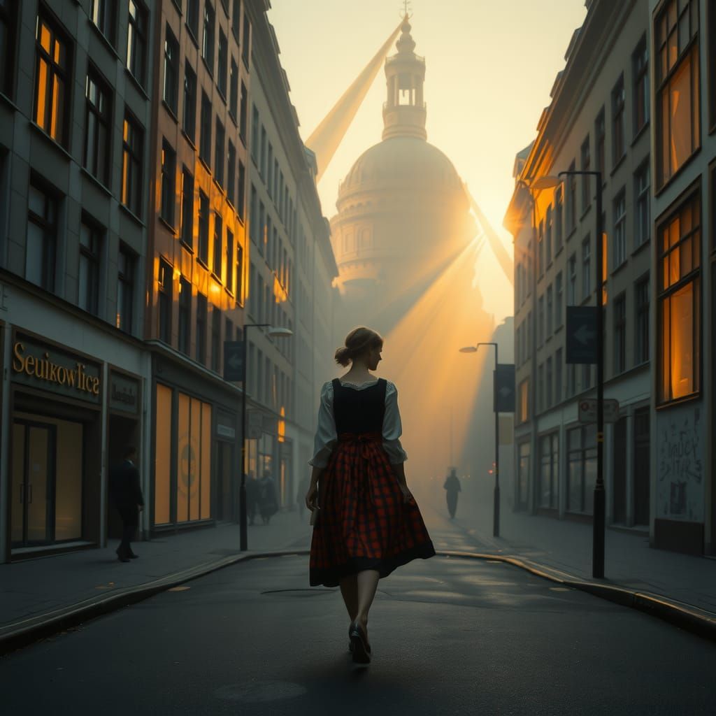 Cubist Woman in Vienna at Dawn