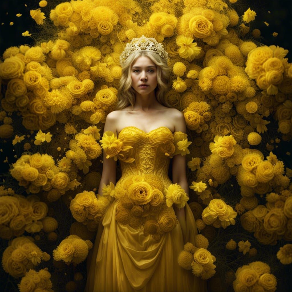 Flower Princess Portrait in Hyperrealistic Style