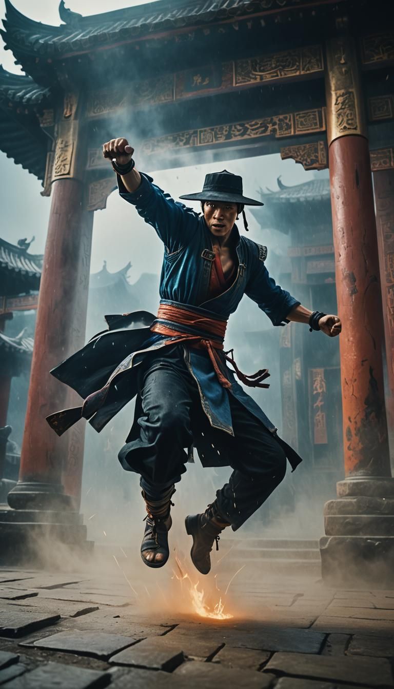 Kung Lao Mid-Air Jump in Misty Temple