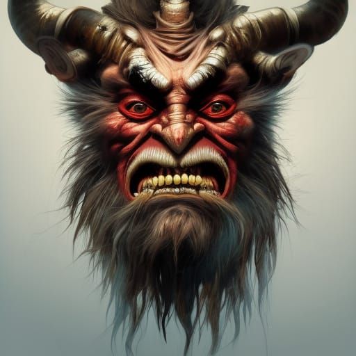 Detailed Krampus Portrait in Art Nouveau Style