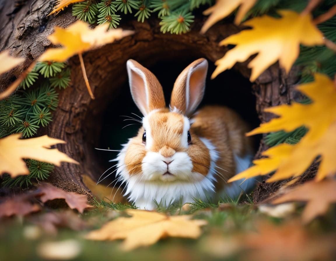 Cute Bunny in Autumnal Tilt-Shift Photography
