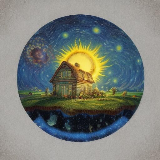 Mushroom Kingdom House with Exploding Sun