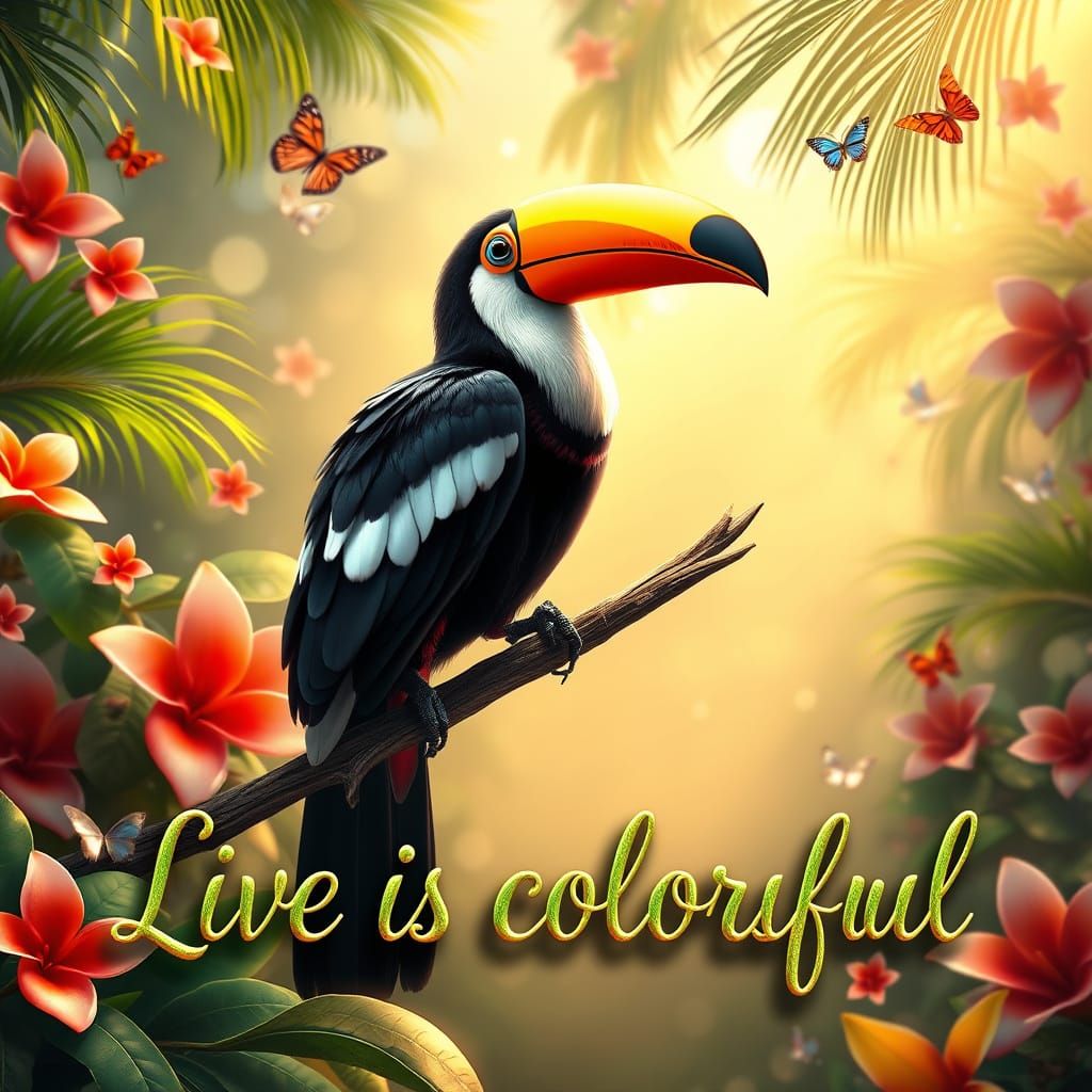 Tropical Toucan Perched in Rainforest Paradise