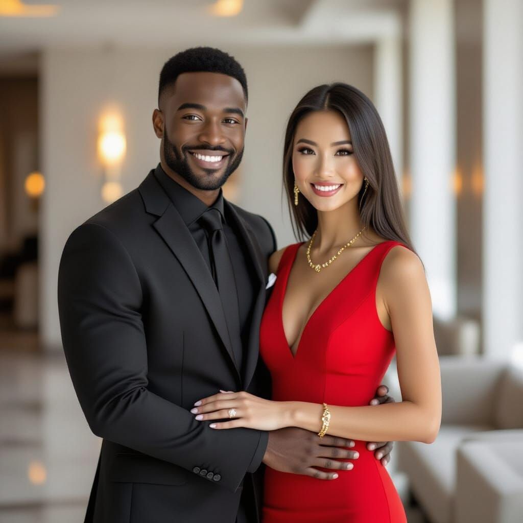 Elegant Couple Portrait in Realistic Style