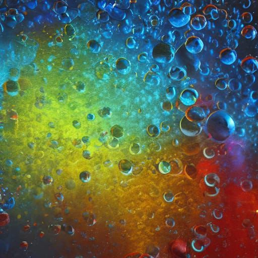 Frozen Multicolored Bubbles in Marbled Liquid: Digital Art