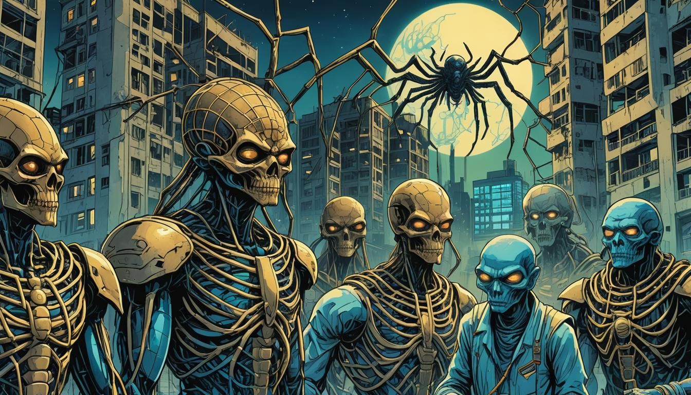 Egyptian Gods in Chernobyl: Bioluminescent Comic Art