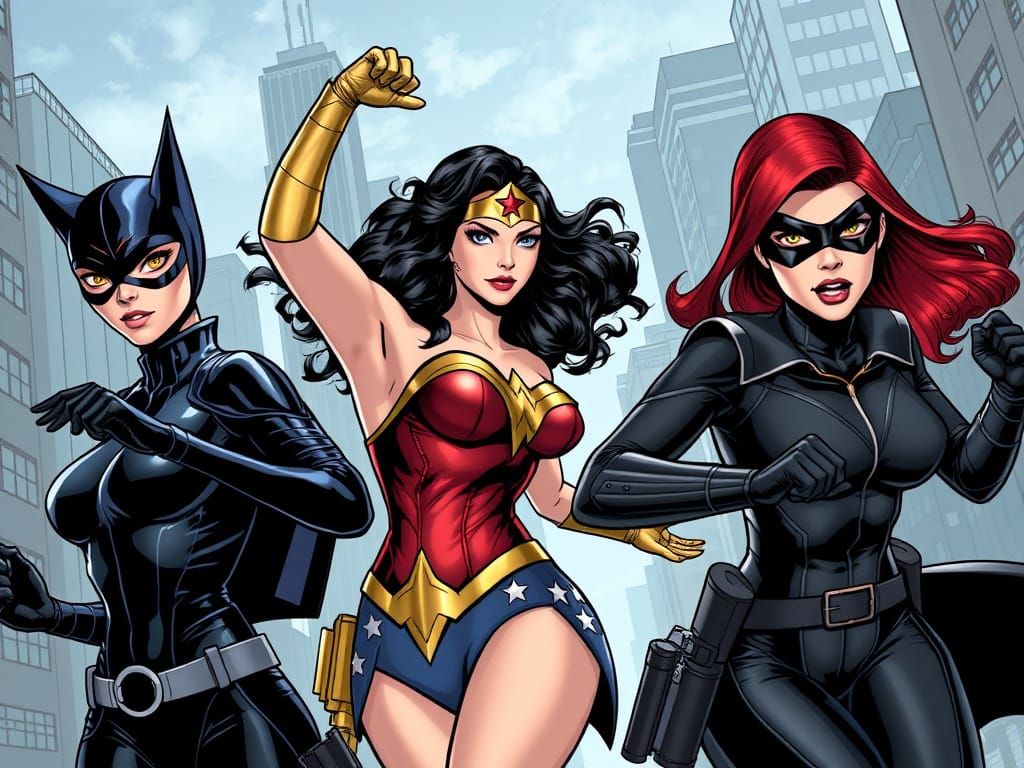 Superheroines Team Protecting the City