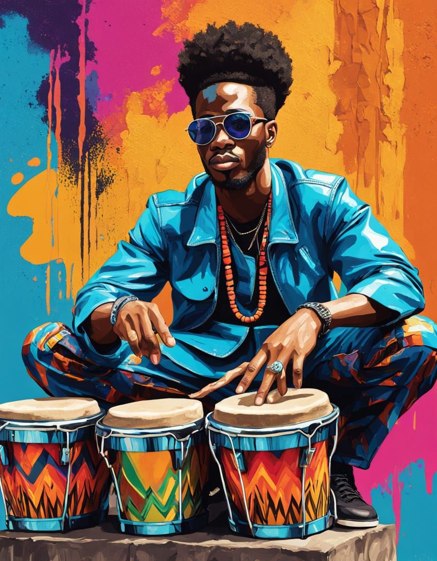 Vibrant Afrobeat Musician in Urban Oasis