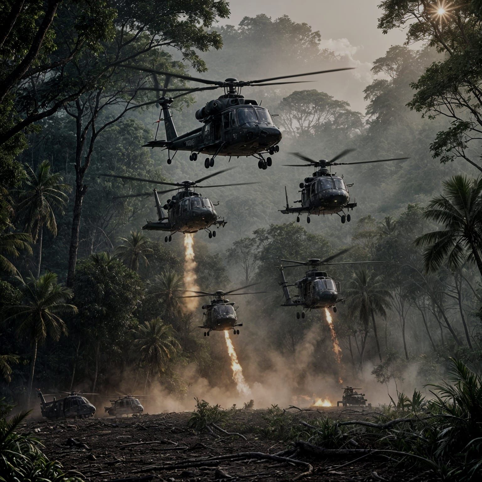 Dramatic Jungle Beach Attack in Cinematic Style