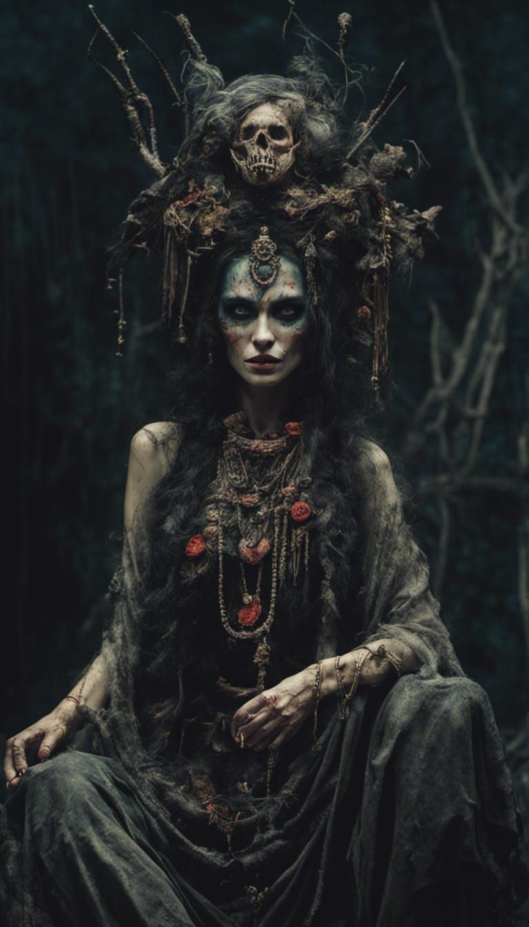 Baba Yaga Supermodel Ritual: Dark Fantasy Art