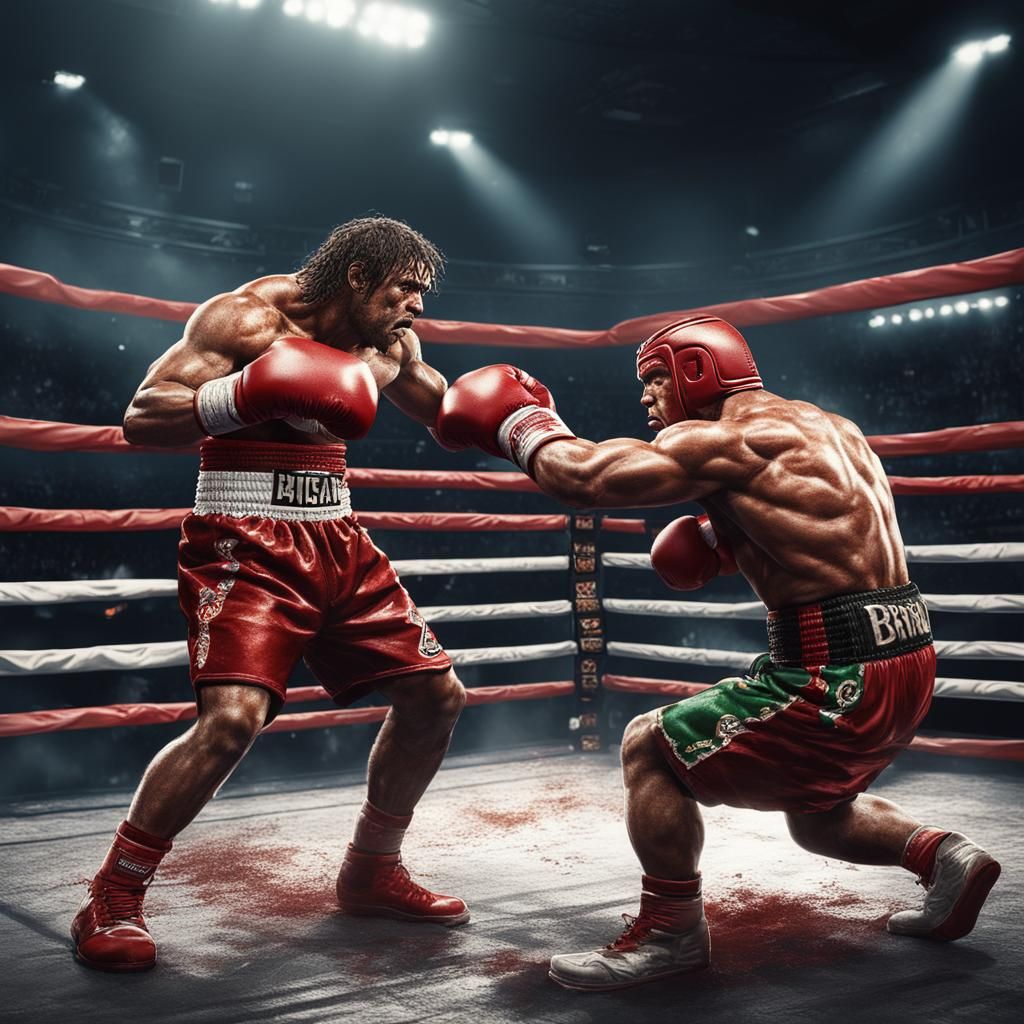 Burrito Bison in Boxing Ring: 3D Realistic Art
