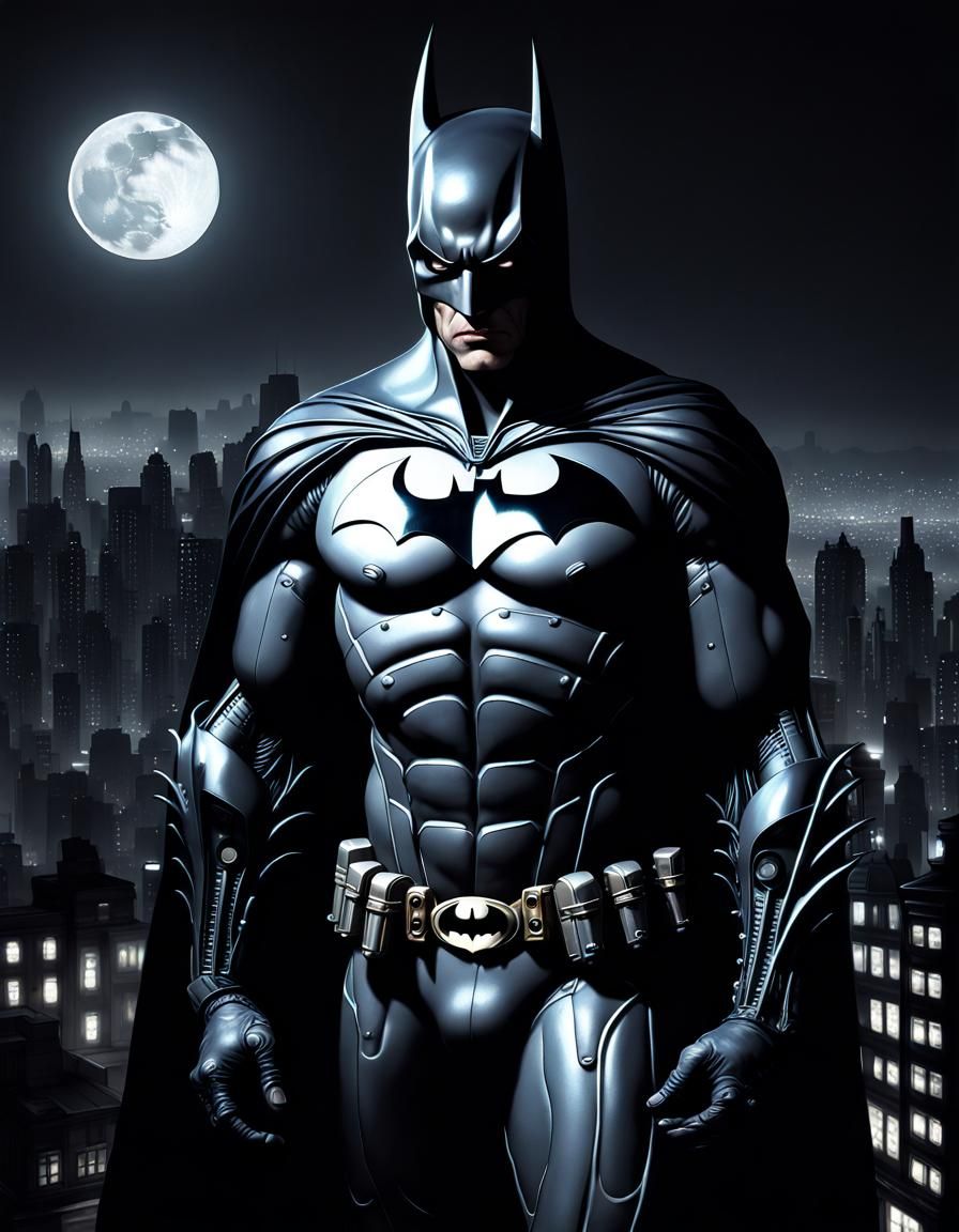 Batman Moonlit Portrait in Steampunk Horror Style