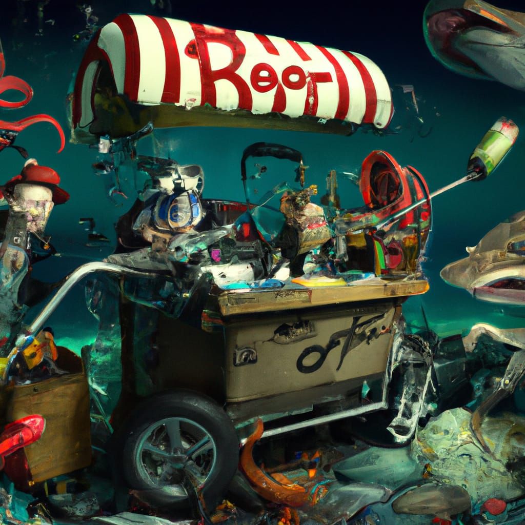 Underwater Supermarket: Absurdist Steampunk Scene