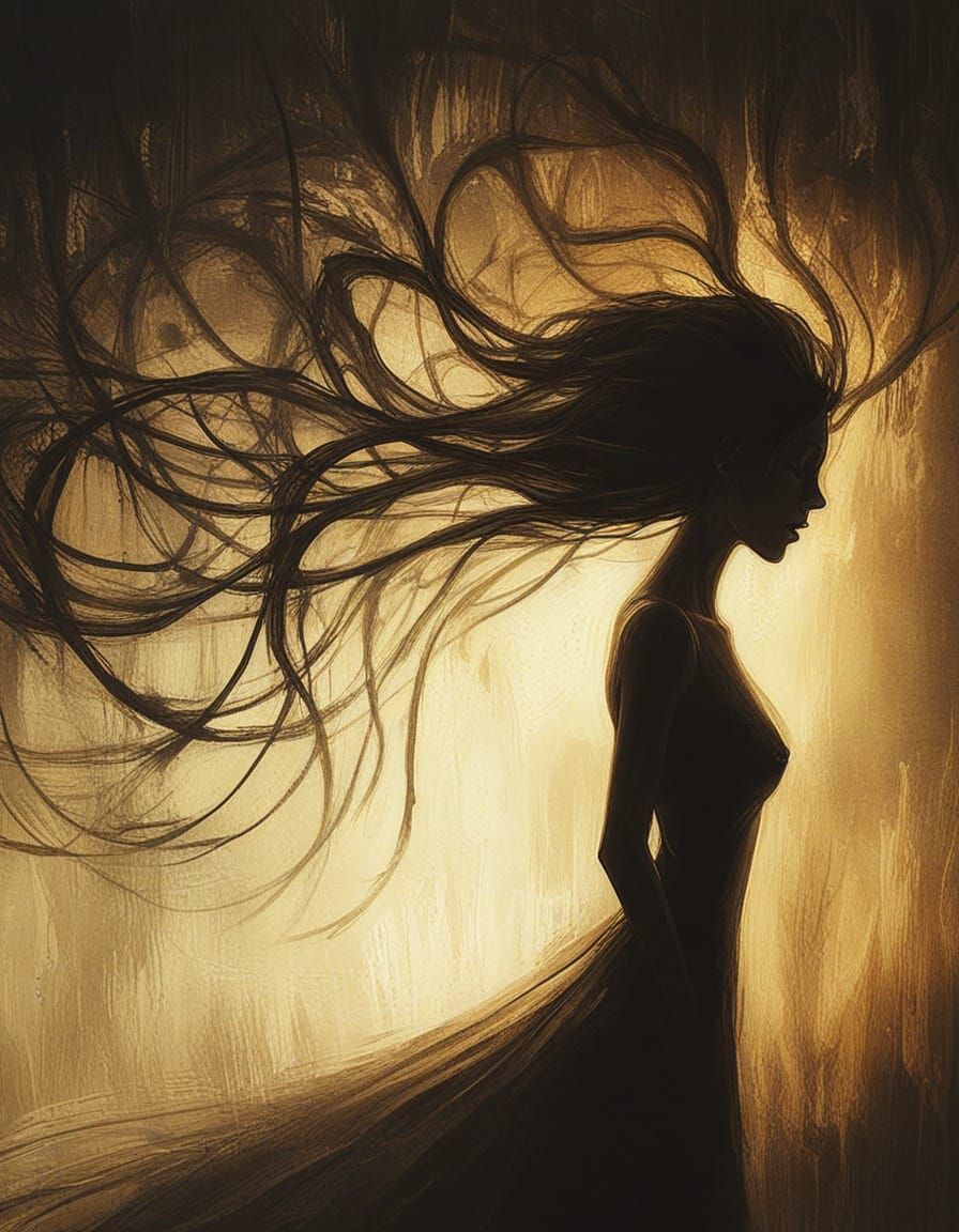 Distorted Face in Shadows, a Haunting Surrealist Study