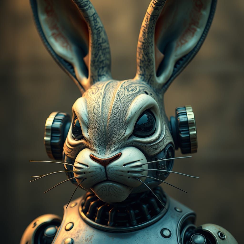 Disturbing Robotic Bugs Bunny in Surreal Style