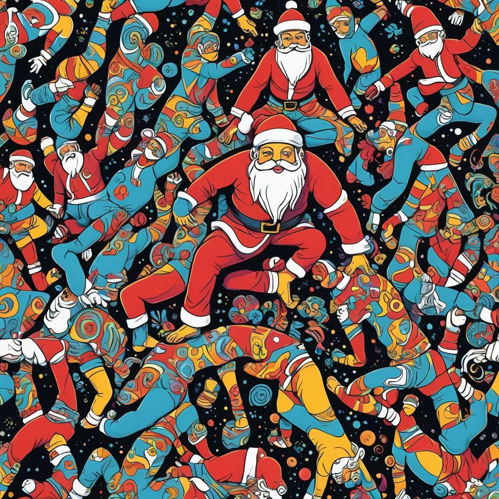 Santa Claus in Psychedelic Yoga Class Illustration