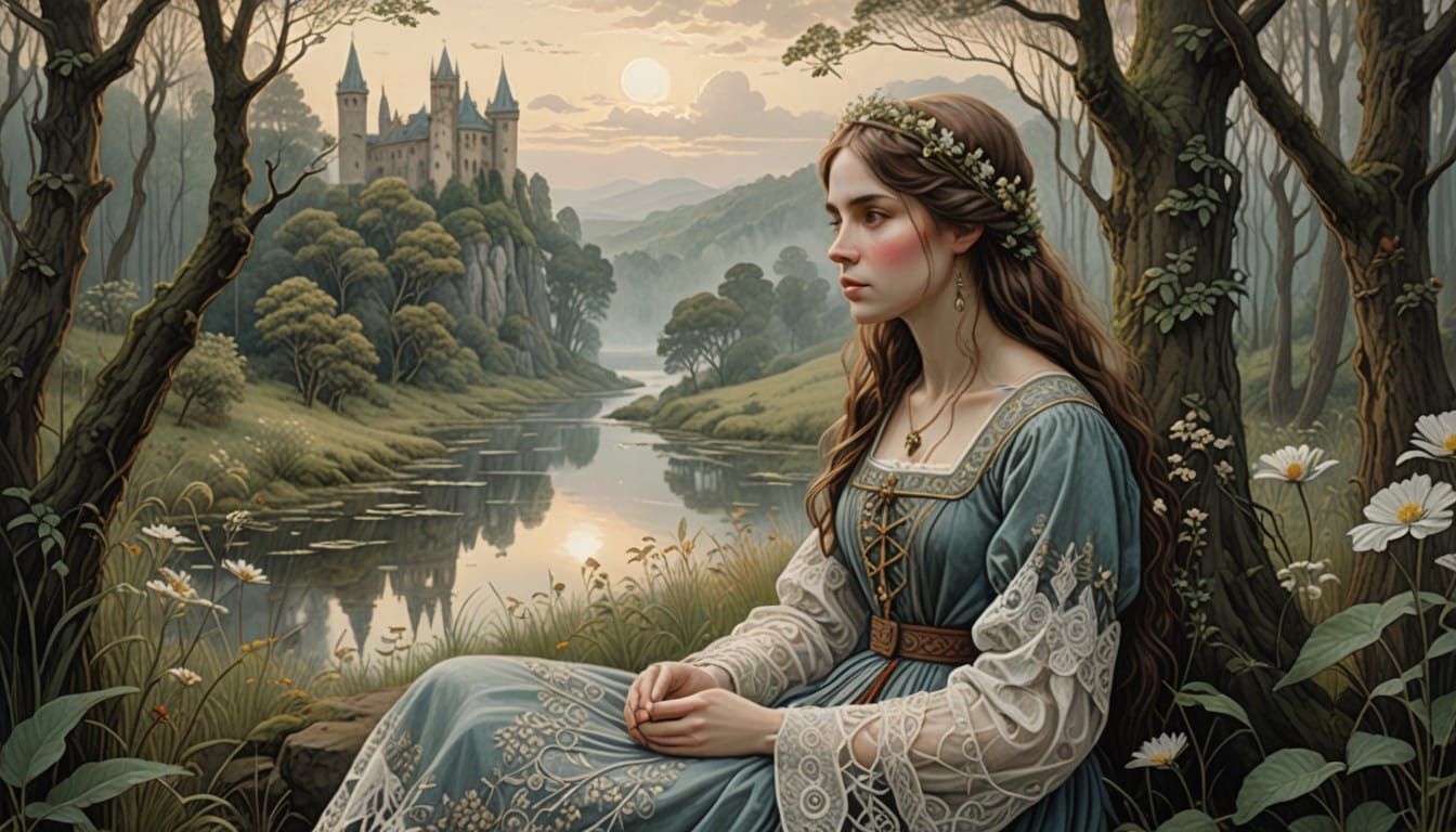Medieval Lady in a Mystical Forest