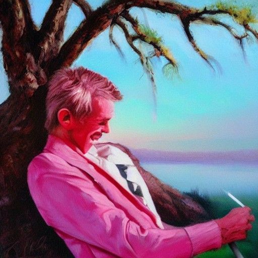 Romantic Valentine Tree of Love in Oil Painting