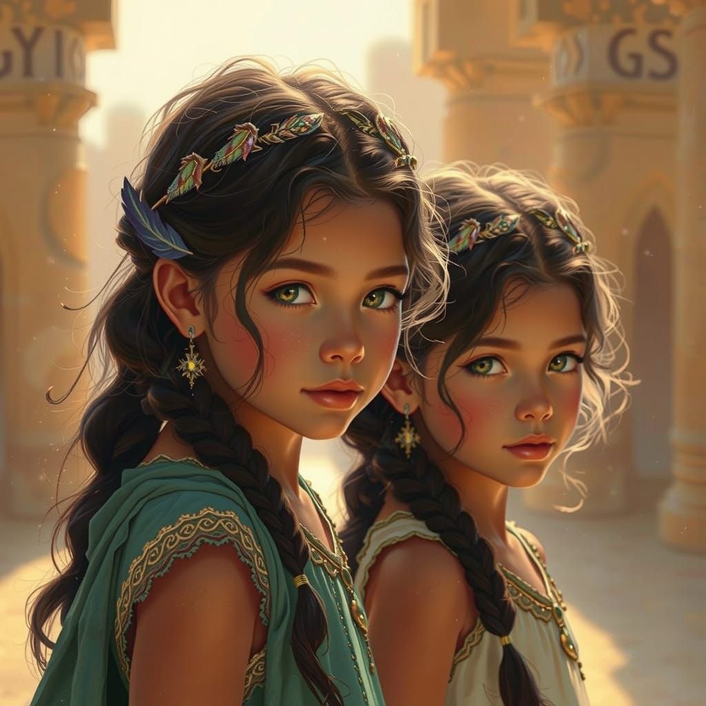 Whimsical Digital Painting of Children as Legendary Descenda...
