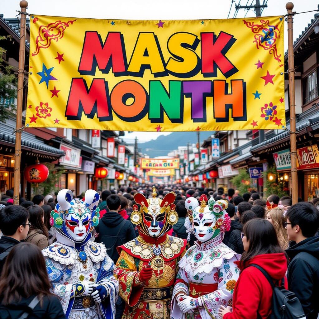 Vibrant Mask Month Festival with Elaborate Costumes