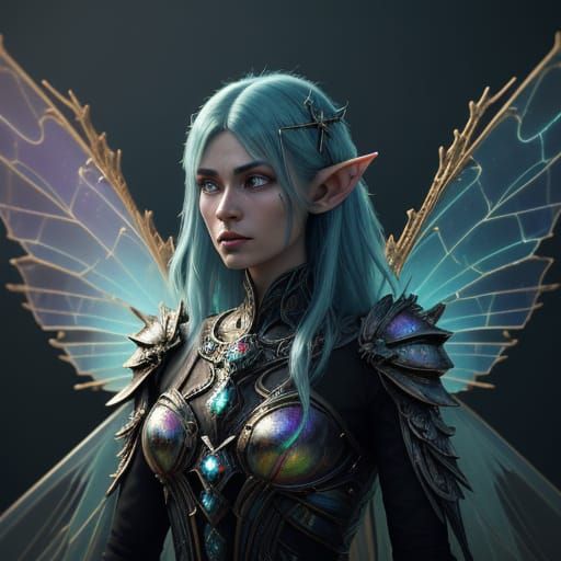 Spectral Fairy Elf in Bismuth Armor, Radiant with Holy Sunfi...