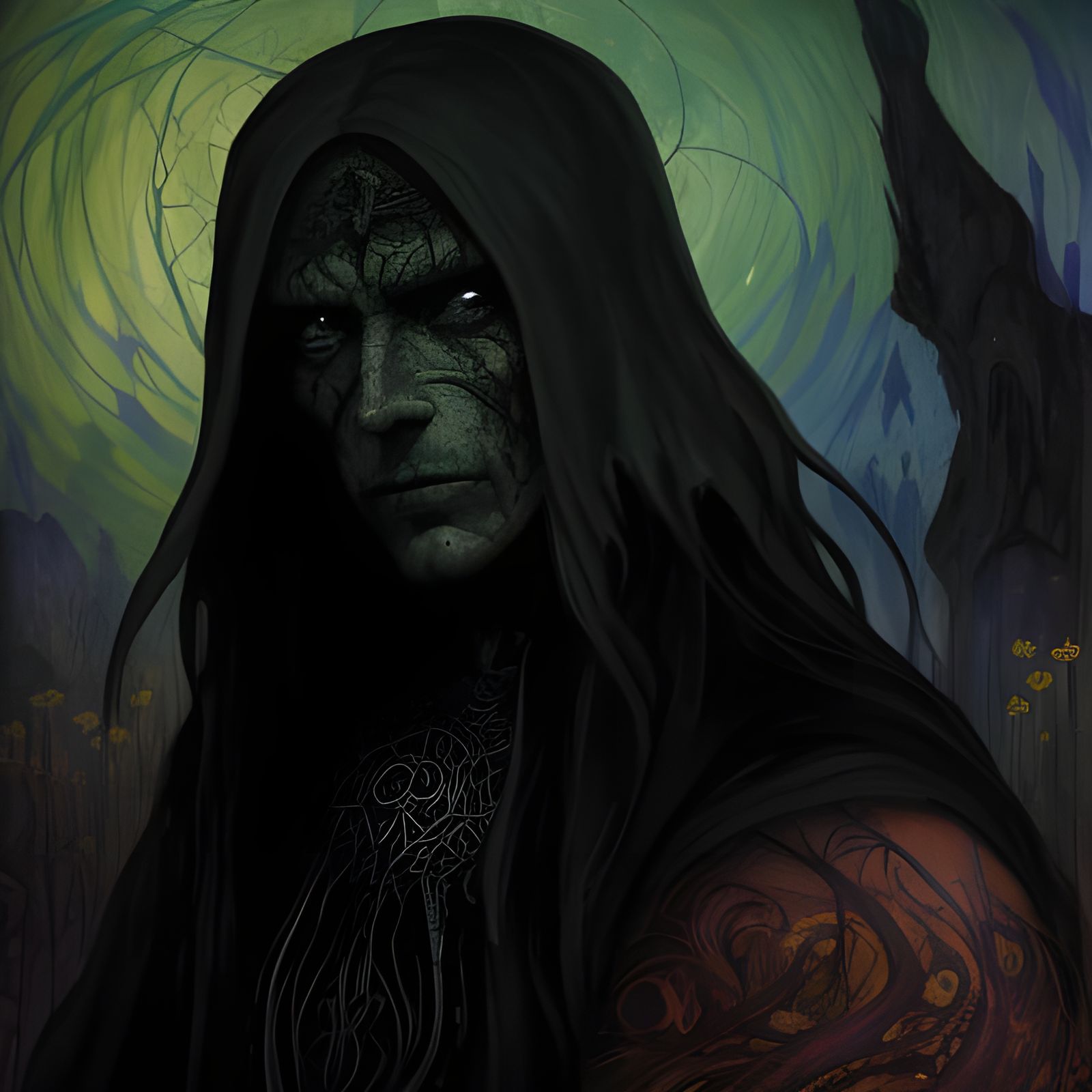 Eldritch Dreamscape: Dark Folk Art in Gothic Style