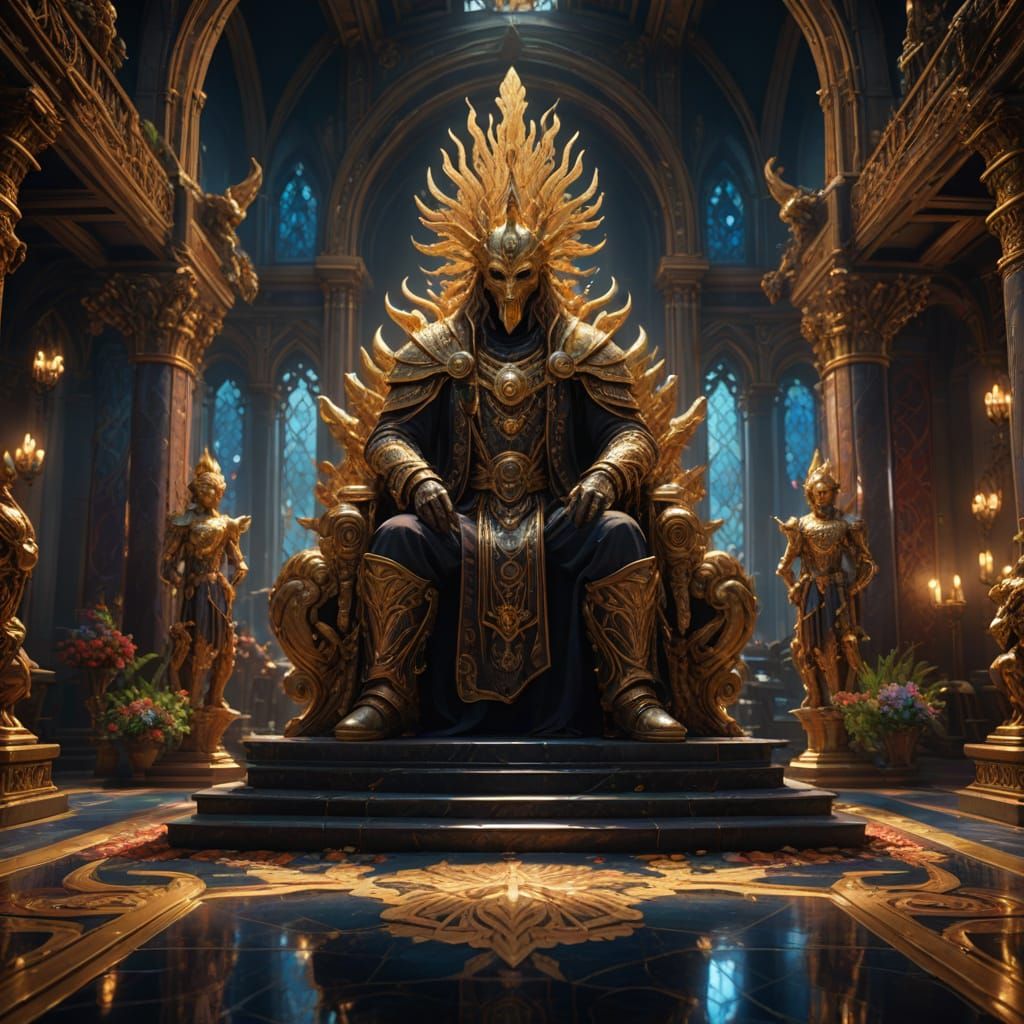 Golden Ceremony of Whimsy in Vibrant Oil Painting Style