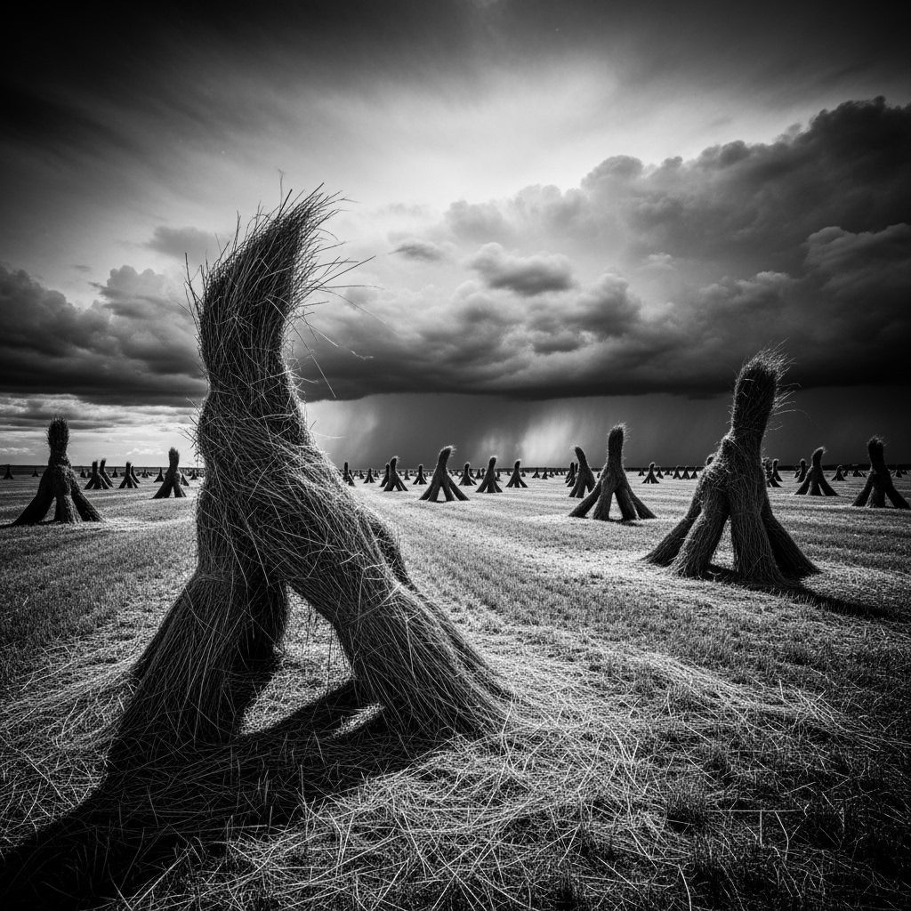 Menacing Haystacks in a Desolate Field, 1890s Style