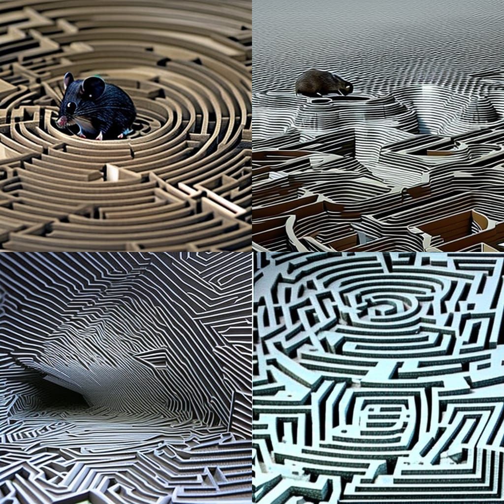 Detailed Mouse Navigating a Complex Maze