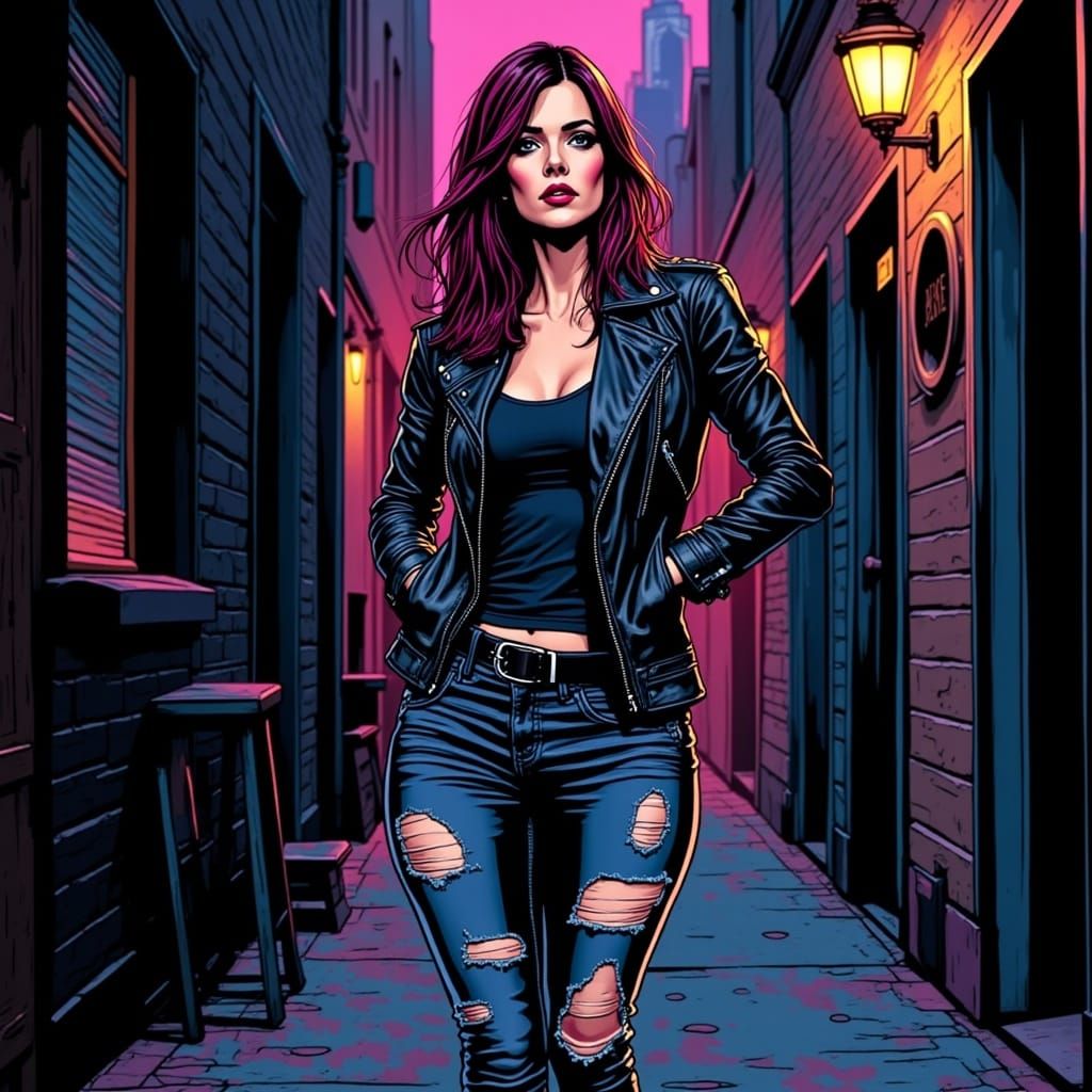 Jessica Jones in Alleyway: Comic Book Style