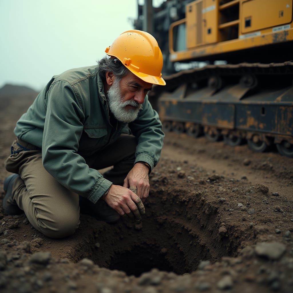 Italian Geologist Inspects Drilling Site in Cinematic Style