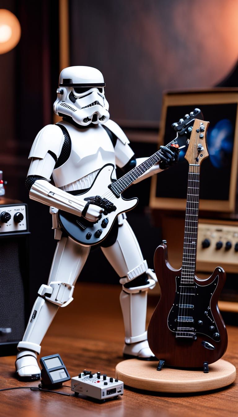 Stormtrooper Rocks Out in Vintage Recording Studio