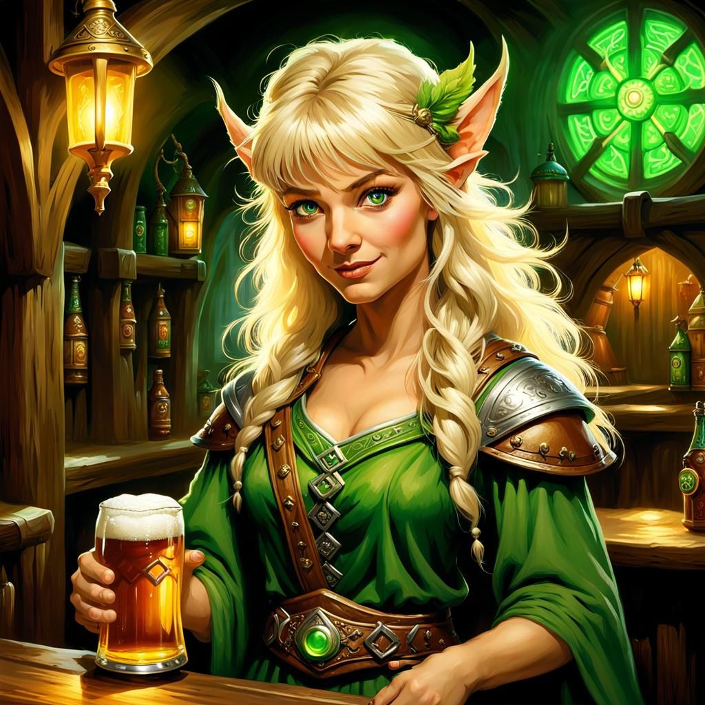 Halfling Druid-Healer in Fantasy Pub