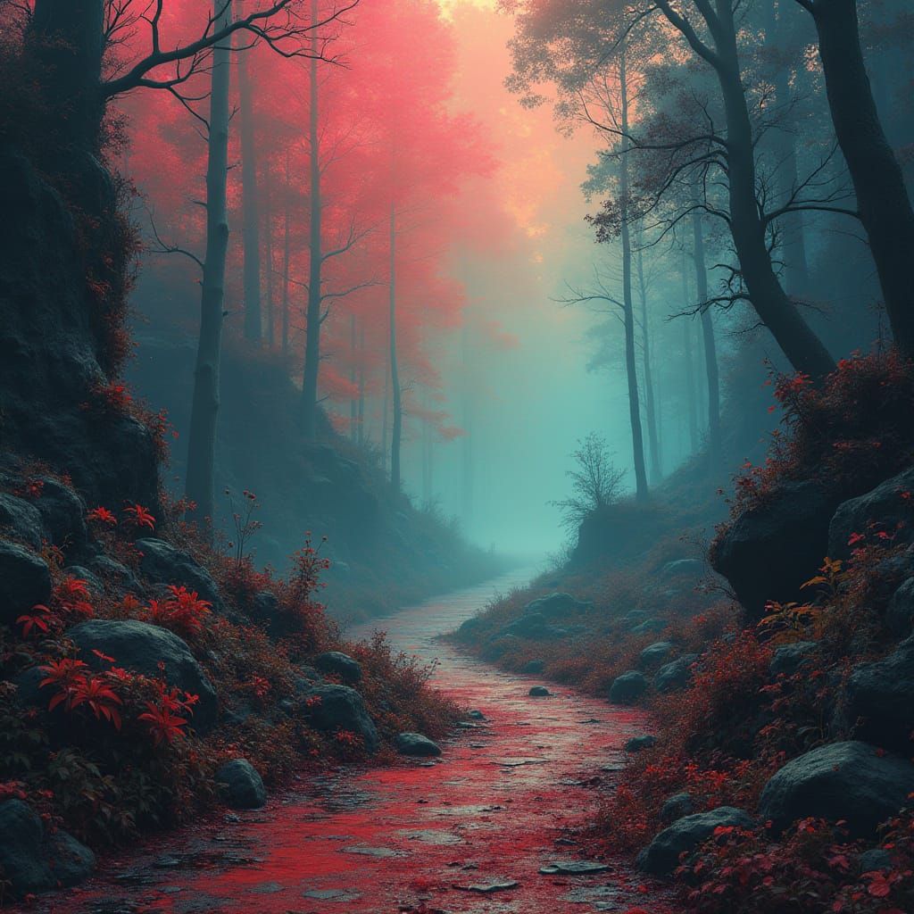 Dreamlike Forest Inspired by Surrealism and Abstract Art