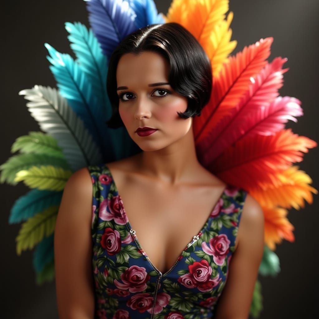 Ethereal Goddess in Vibrant Plumage, Radiating Courage and C...