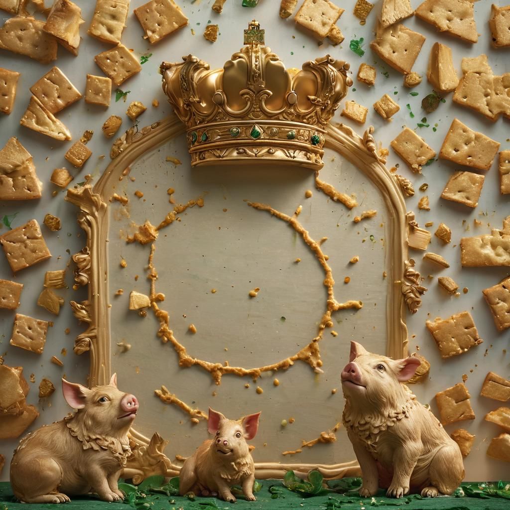 Giant Cracker King on Pedestal: Hyperrealistic Splash Art