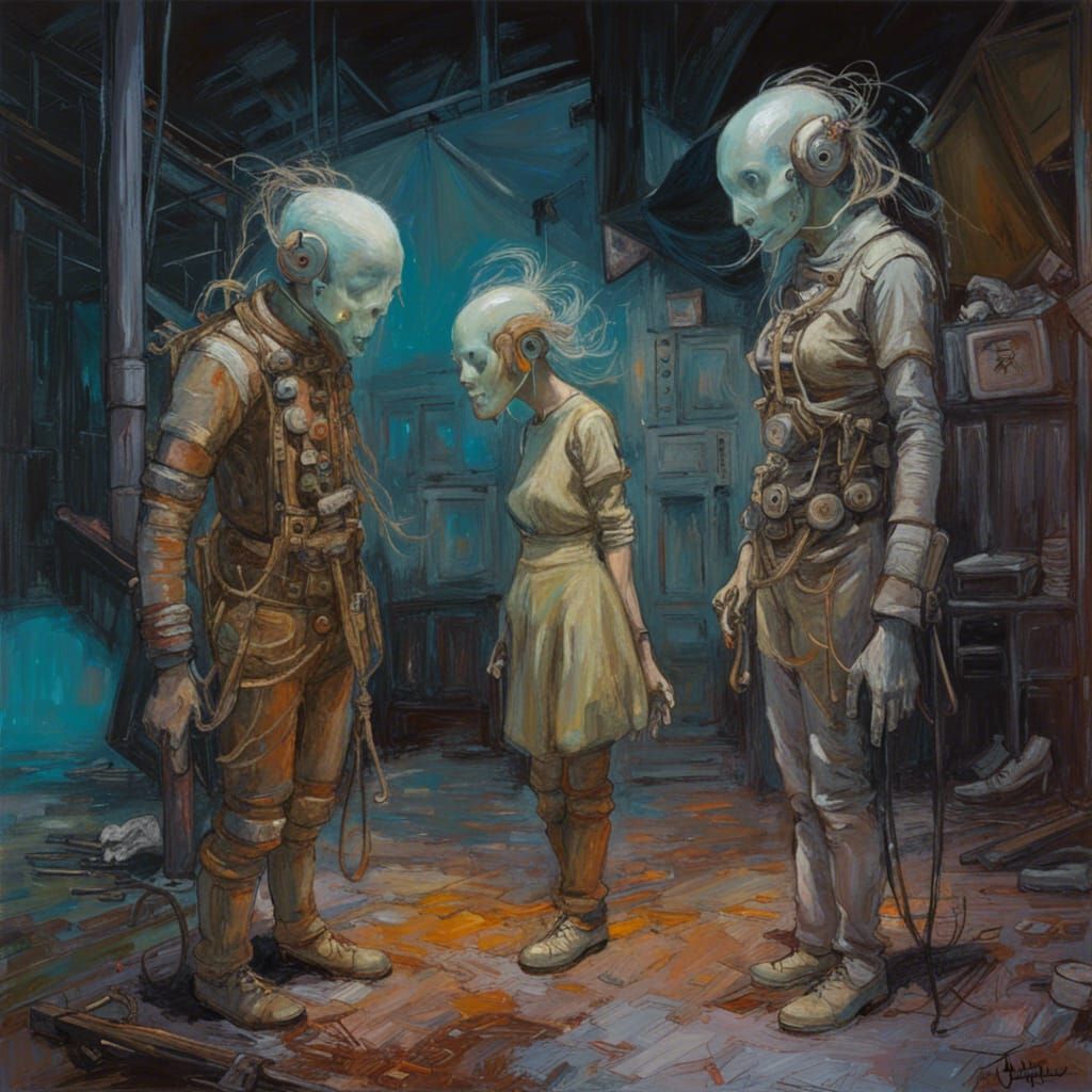 Electric Dreams: Detailed Iridescent Zombiecore Painting