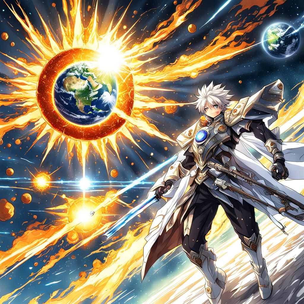 Sun-Earth Collision in Anime Style Climax