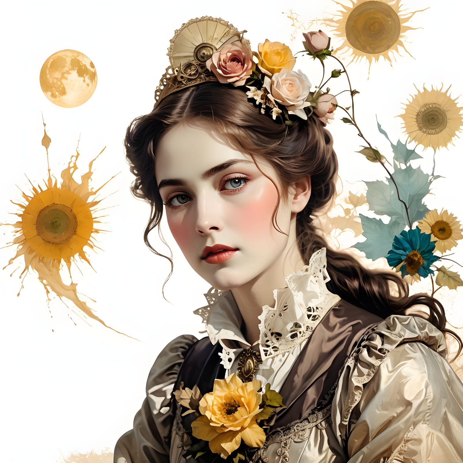 Surreal Victorian Heart in Sepia Tones