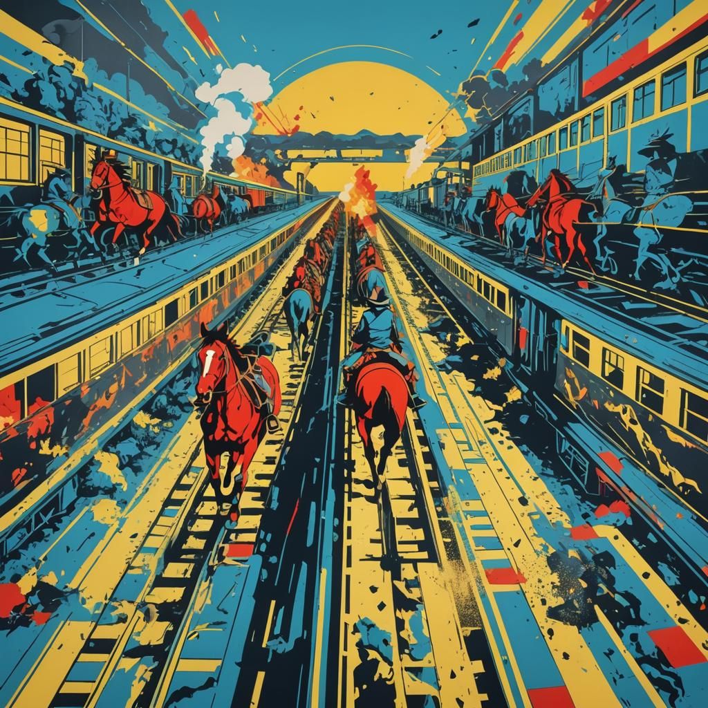 Train Robbery in Pop Art Style