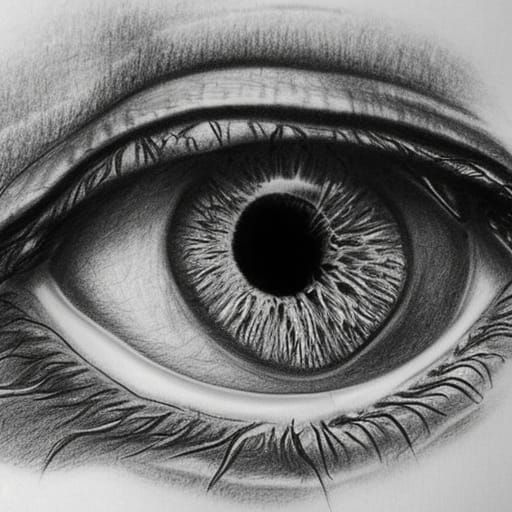 Detailed Pencil Sketch Blueprint of a Human Eye